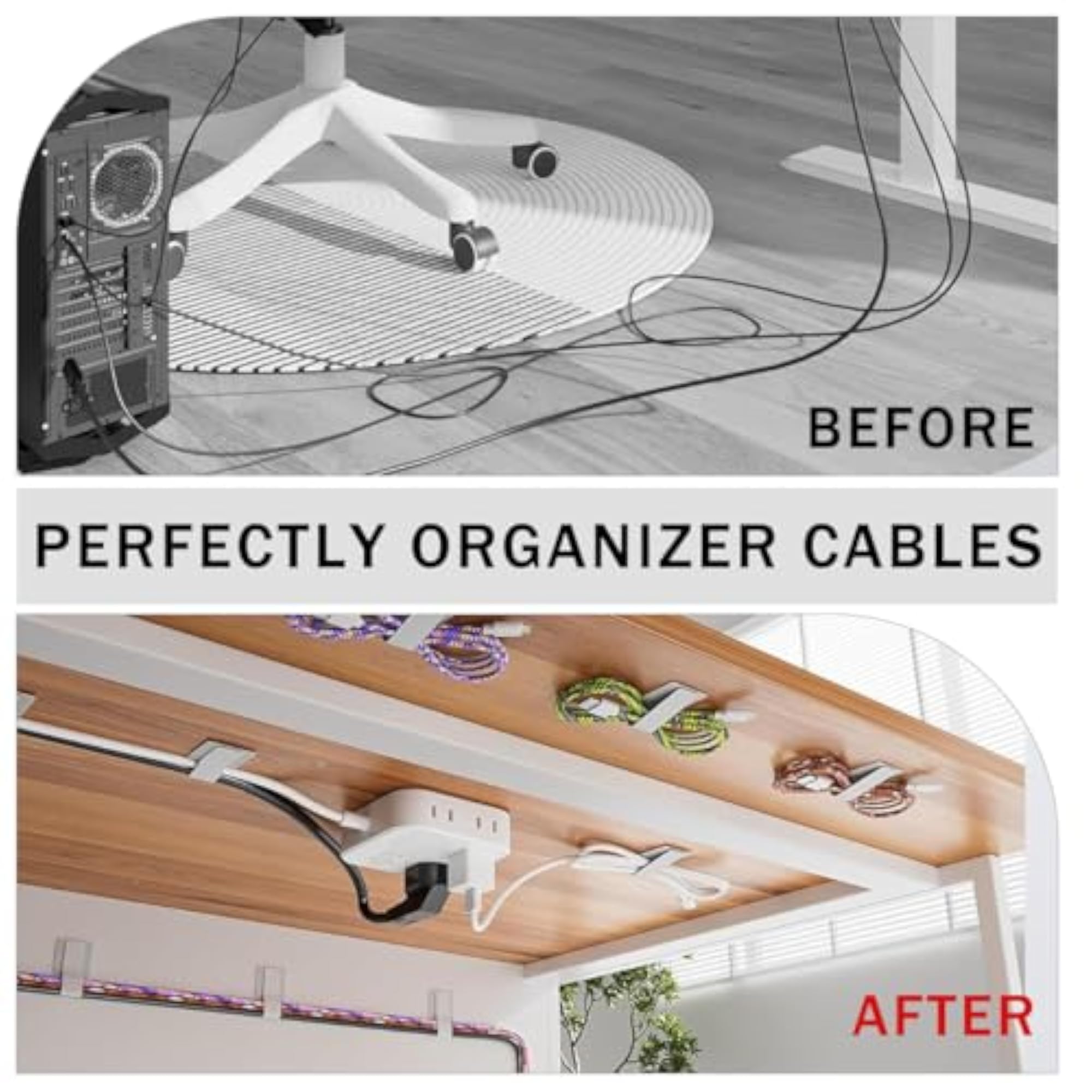 40pcs Hook And Loop Cable Ties Self Adhesive Cable Straps